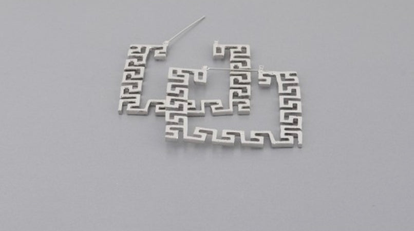 Greek Silver Square Hoops