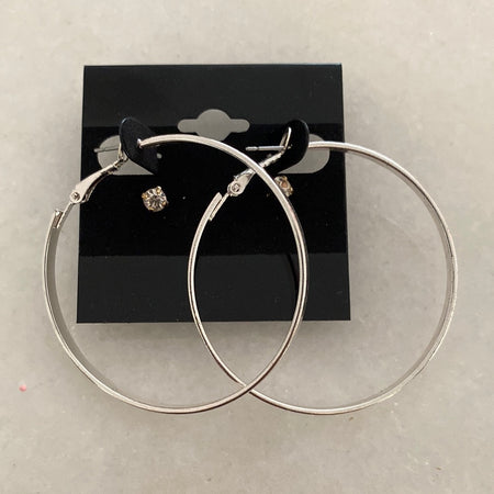 Silver Hoops With Rhinestones