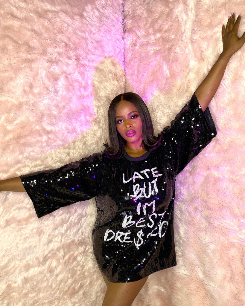 late but best dressed sequin dress I'm Late But I'm Best Dressed Sequins Dress LM Unlimited